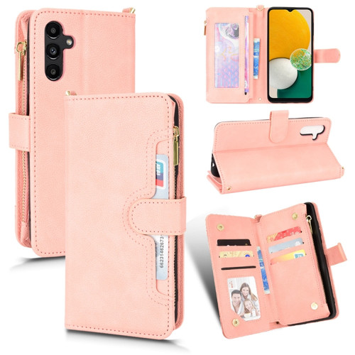 Samsung Galaxy A13 5G Litchi Texture Zipper Leather Phone Case - Pink