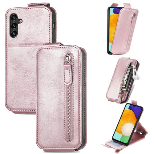 Samsung Galaxy A13 5G Zipper Wallet Vertical Flip Leather Phone Case - Pink