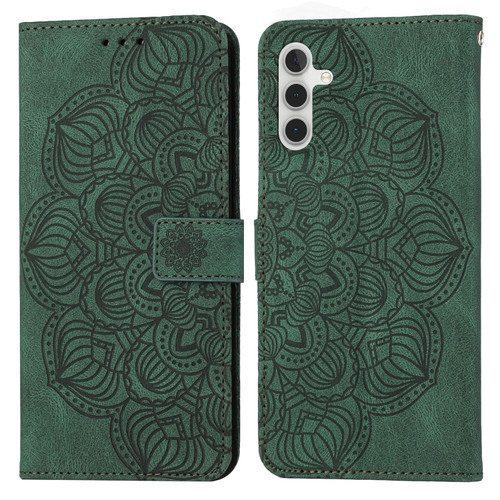 Samsung Galaxy A13 5G Mandala Embossed Flip Leather Phone Case - Green