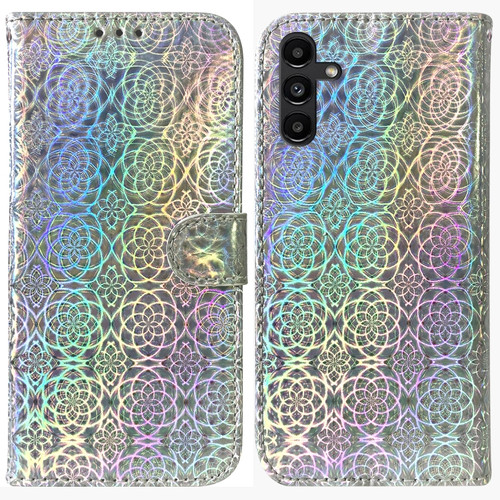Samsung Galaxy A13 5G Colorful Magnetic Buckle Leather Phone Case - Silver