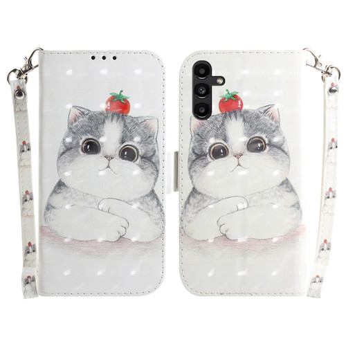 Samsung Galaxy A13 5G 3D Colored Horizontal Flip Leather Phone Case - Cute Cat