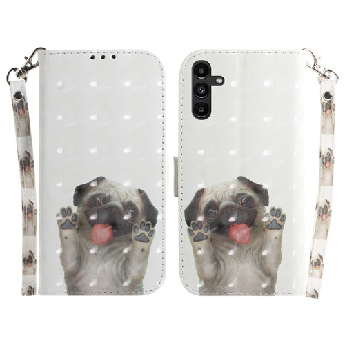 Samsung Galaxy A13 5G 3D Colored Horizontal Flip Leather Phone Case - Pug