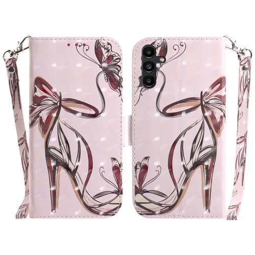 Samsung Galaxy A13 5G 3D Colored Horizontal Flip Leather Phone Case - Butterfly High-heeled