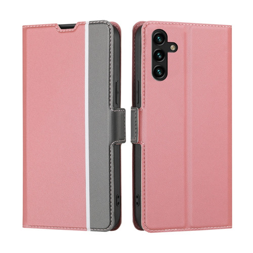 Samsung Galaxy A13 5G Twill Texture Side Button Leather Phone Case - Pink