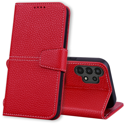 Samsung Galaxy A13 5G / 4G Litchi RFID Leather Phone Case - Red