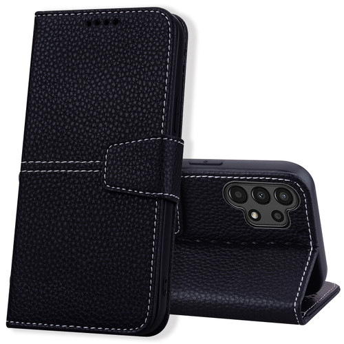 Samsung Galaxy A13 5G / 4G Litchi RFID Leather Phone Case - Black