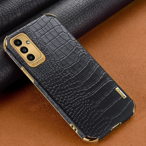 Samsung Galaxy A13 5G 6D Electroplating Crocodile Texture Phone Case - Black