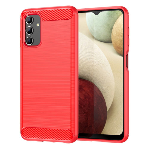 Samsung Galaxy A13 5G Brushed Texture Carbon Fiber TPU Phone Case - Red