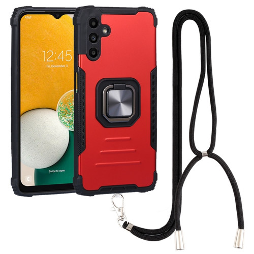 Samsung Galaxy A13 5G Lanyard Aluminum and TPU Phone Case - Red