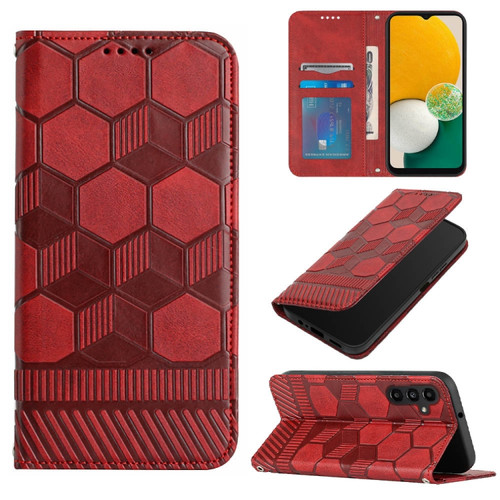 Samsung Galaxy A13 5G Football Texture Magnetic Leather Flip Phone Case - Red