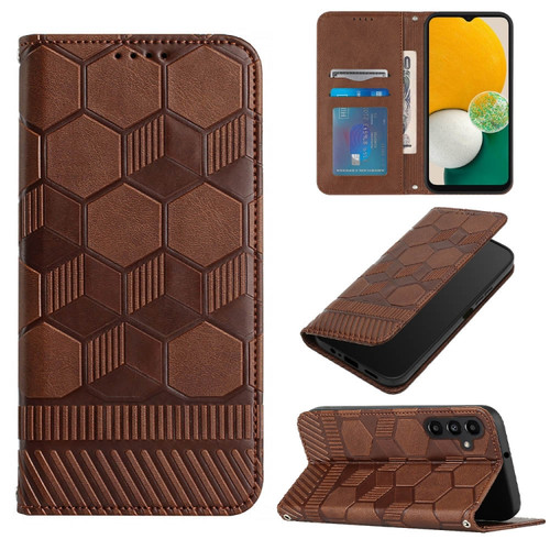 Samsung Galaxy A13 5G Football Texture Magnetic Leather Flip Phone Case - Brown