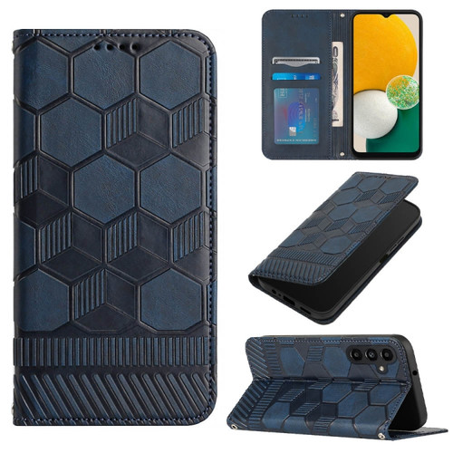 Samsung Galaxy A13 5G Football Texture Magnetic Leather Flip Phone Case - Dark Blue
