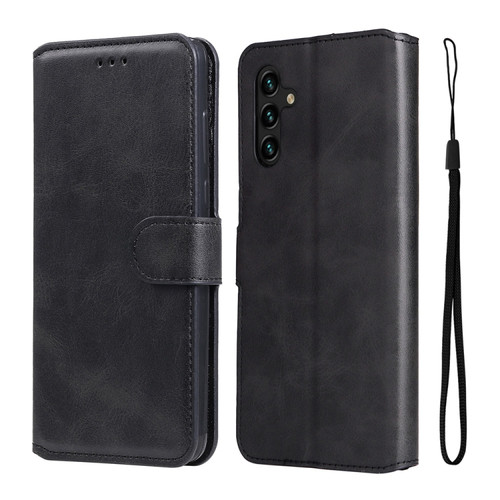 Samsung Galaxy A13 5G JUNSUNMAY Calf Texture Leather Phone Case - Black