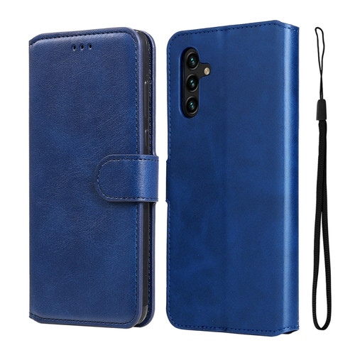 Samsung Galaxy A13 5G JUNSUNMAY Calf Texture Leather Phone Case - Blue