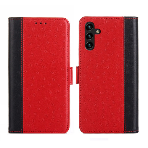 Samsung Galaxy A13 5G Ostrich Texture Flip Leather Phone Case - Red