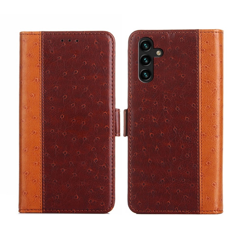 Samsung Galaxy A13 5G Ostrich Texture Flip Leather Phone Case - Brown