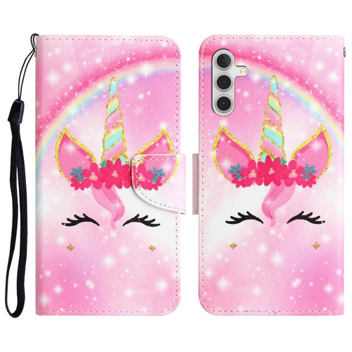 Samsung Galaxy A13 5G Colored Drawing Leather Phone Case - Unicorn