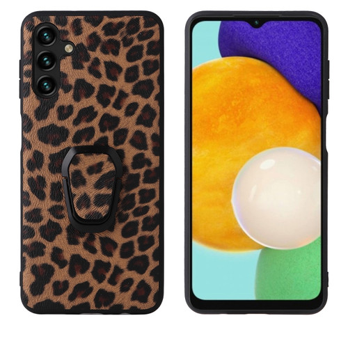 Samsung Galaxy A13 5G Leather Back Phone Case with Holder - Leopard Print