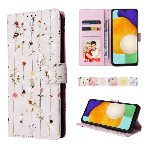 Samsung Galaxy A13 4G / 5G Bronzing Painting RFID Leather Case - Dreid Flower World