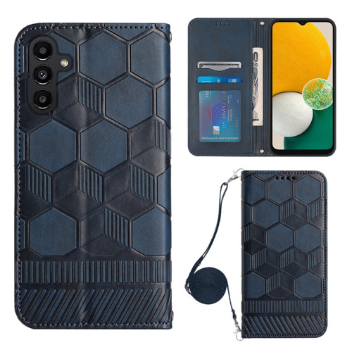 Samsung Galaxy A13 5G Crossbody Football Texture Magnetic PU Phone Case - Dark Blue