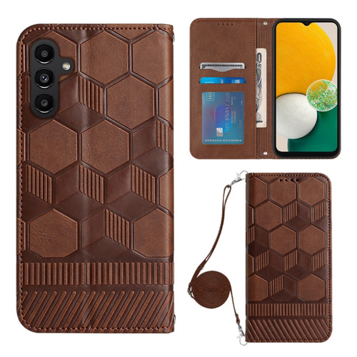 Samsung Galaxy A13 5G Crossbody Football Texture Magnetic PU Phone Case - Brown