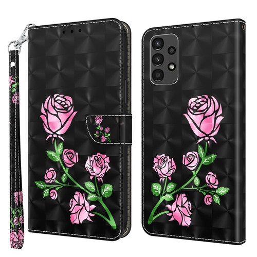 Samsung Galaxy A13 5G / 4G 3D Painted Leather Phone Case - Rose