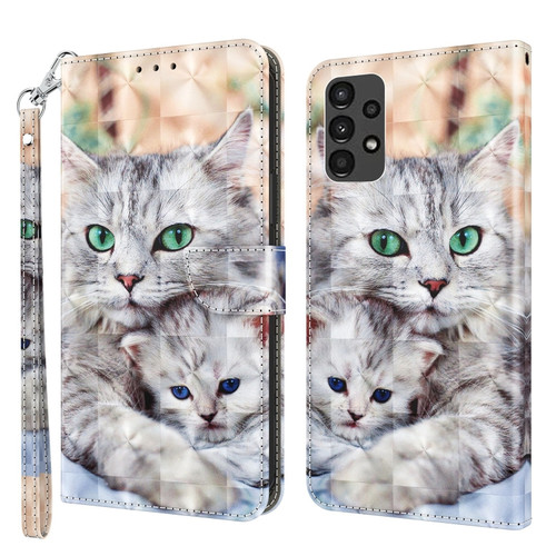 Samsung Galaxy A13 5G / 4G 3D Painted Leather Phone Case - Two Loving Cats