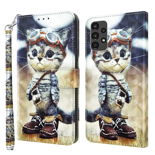 Samsung Galaxy A13 5G / 4G 3D Painted Leather Phone Case - Naughty Cat