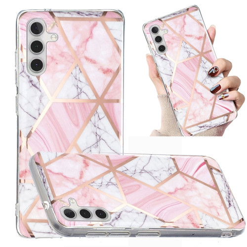 Samsung Galaxy A13 5G Electroplated Marble Pattern TPU Phone Case - Pink and White