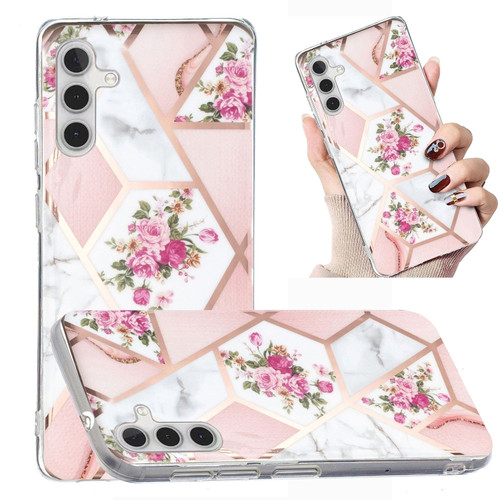 Samsung Galaxy A13 5G Electroplated Marble Pattern TPU Phone Case - Rose Pink White
