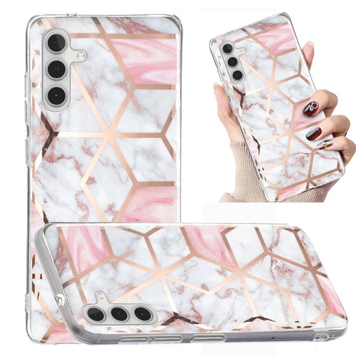 Samsung Galaxy A13 5G Electroplated Marble Pattern TPU Phone Case - White Gravel Pink