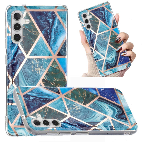 Samsung Galaxy A13 5G Electroplated Marble Pattern TPU Phone Case - Blue and Green