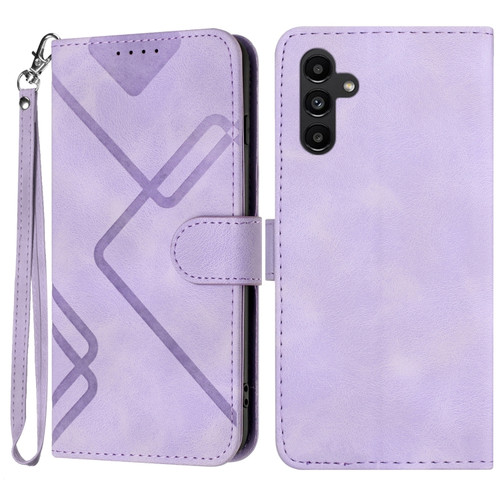 Samsung Galaxy A13 5G Line Pattern Skin Feel Leather Phone Case - Light Purple
