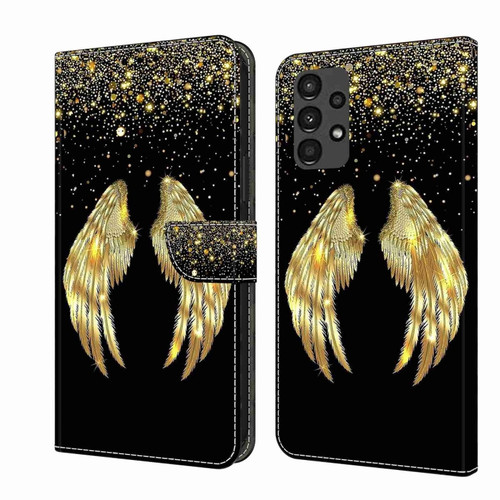 Samsung Galaxy A13 4G / 5G / A04S Crystal 3D Shockproof Protective Leather Phone Case - Golden Wings