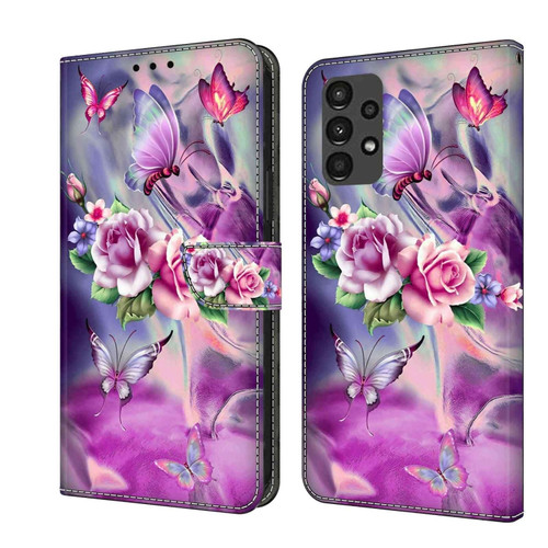 Samsung Galaxy A13 4G / 5G / A04S Crystal 3D Shockproof Protective Leather Phone Case - Butterfly