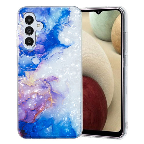 Samsung Galaxy A13 5G IMD Shell Pattern TPU Phone Case - Sky Blue Purple Marble