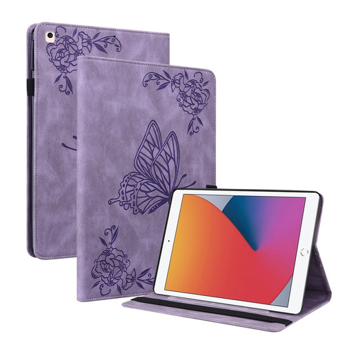 Butterfly Flower Embossed Leather Tablet Case iPad 10.2 2021&2020&2019 / Air 2019 - Purple