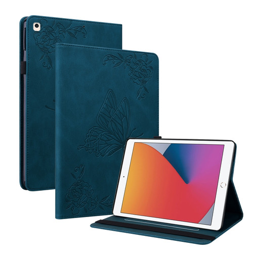 Butterfly Flower Embossed Leather Tablet Case iPad 10.2 2021&2020&2019 / Air 2019 - Blue