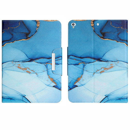 iPad 10.2 2019 / 2020 / 2021 Colored Drawing Horizontal Flip Leather Tablet Case - Cyan Marble