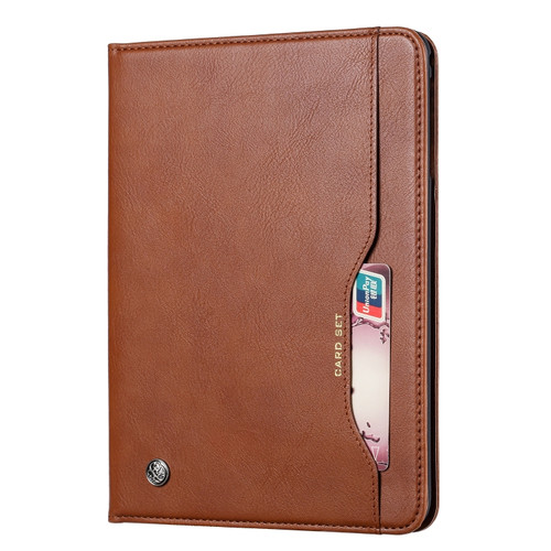 iPad 10.2 Knead Skin Texture Horizontal Flip Leather Case with Photo Frame & Holder & Card Slots & Wallet - Brown