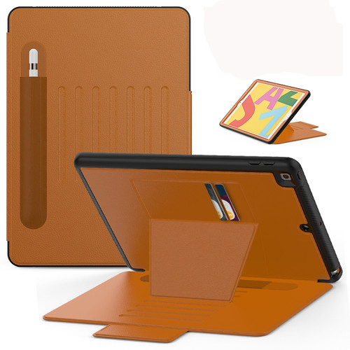 iPad 10.2 Multifunctional Tablet PC Protective Leather Case with Bracket & Card Slots & Pen Slot & Wake-up / Sleep Function - Khaki