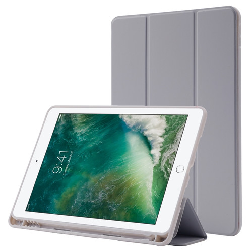 Skin Feel Pen Holder Tri-fold Tablet Leather Case iPad 10.2 2019 / iPad 10.2 2020 / iPad Air 3 / iPad Pro 10.5 - Grey