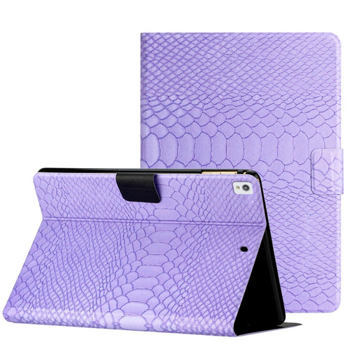 iPad 10.2 / 10.5 Solid Color Crocodile Texture Leather Smart Tablet Case - Purple