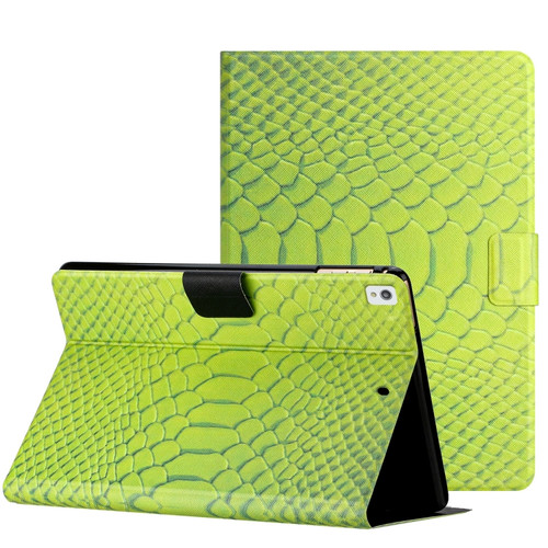 iPad 10.2 / 10.5 Solid Color Crocodile Texture Leather Smart Tablet Case - Green