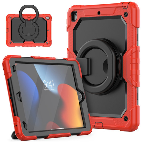 iPad 10.2 2021 / 2020 / 2019 Bracelet Holder Silicone + PC Tablet Case - Red