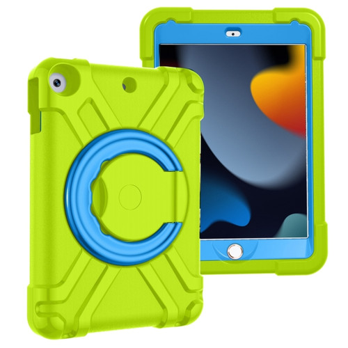 iPad 10.2 PC + Silicone Shockproof Combination Case with 360 Degree Rotating Holder & Handle - Grass Green+Blue