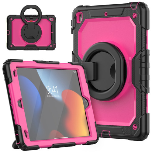 iPad 10.2 2021 / 2020 / 2019 Bracelet Holder Silicone + PC Tablet Case - Rose Red