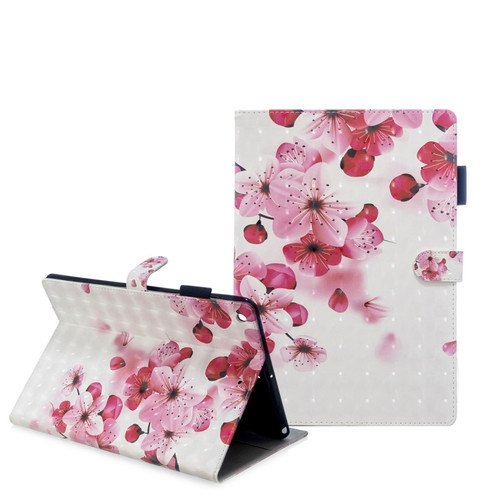 iPad 10.2 3D Embossing Pattern Horizontal Flip Leather Case with Holder & Card Slots & Wallet - Red Flower