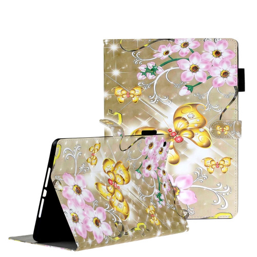 iPad 10.2 3D Embossing Pattern Horizontal Flip Leather Case with Holder & Card Slots & Wallet - Gold Butterfly
