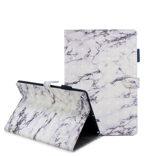 iPad 10.2 3D Embossing Pattern Horizontal Flip Leather Case with Holder & Card Slots & Wallet - White Marble